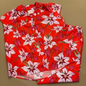 The Cat’s Pajamas 100% Cotton Floral Short Sleeve Pajama Set Size XL